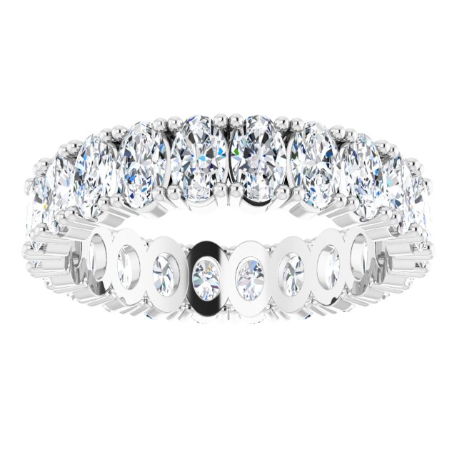 10K Gold Oval Lab-Grown Diamond Shared-Prong Eternity Band – 5x3 mm Stones - White Gold - view 3