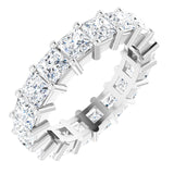10K Gold Square Natural Diamond Shared-Prong Eternity Band – 4x4 mm Stones - White Gold