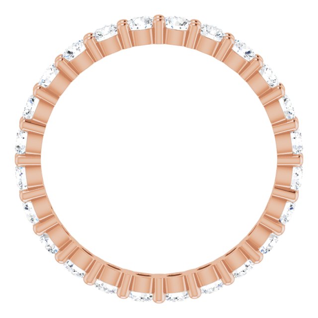 10K Gold Round Natural Diamond Shared-Prong Eternity Band – 2.5 mm Stones - Rose Gold - view 2