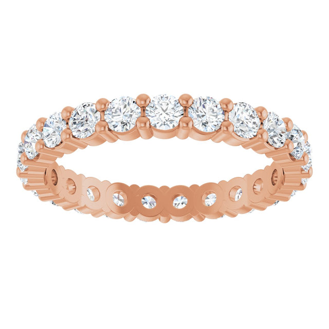 10K Gold Round Natural Diamond Shared-Prong Eternity Band – 2.5 mm Stones - Rose Gold - view 3