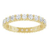 14K Gold Round Natural Diamond Shared-Prong Eternity Band – 2.5 mm Stones - Yellow Gold - view 3