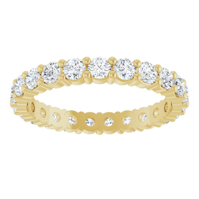 14K Gold Round Natural Diamond Shared-Prong Eternity Band – 2.5 mm Stones - Yellow Gold - view 3
