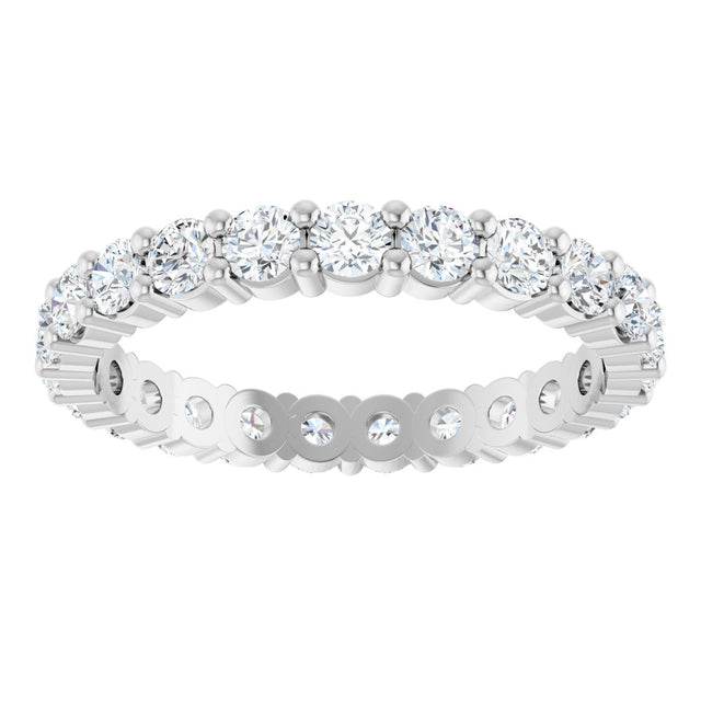 10K Gold Round Natural Diamond Shared-Prong Eternity Band – 2.5 mm Stones - White Gold - view 3