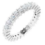 10K Gold Square Lab-Grown Diamond Shared-Prong Eternity Band – 2x2 mm Stones - White Gold