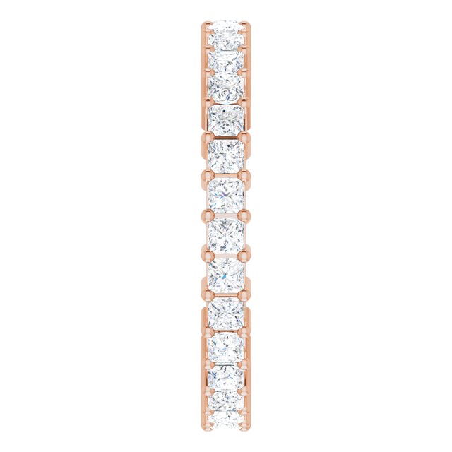 10K Gold Square Lab-Grown Diamond Shared-Prong Eternity Band – 2x2 mm Stones - Rose Gold - view 4