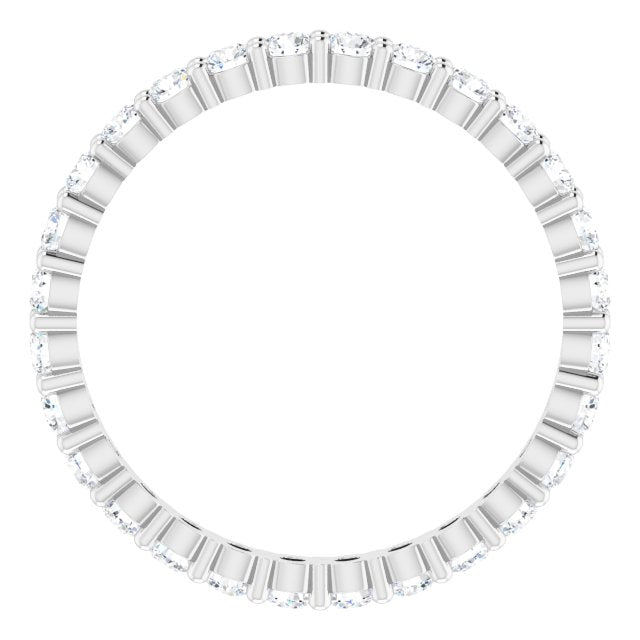 10K Gold Round Natural Diamond Shared-Prong Eternity Band – 2.25 mm Stones - White Gold - view 2