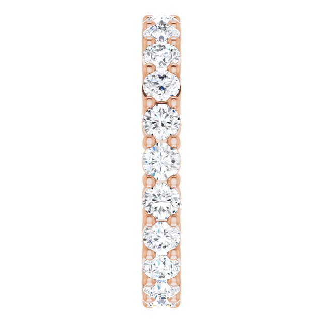 10K Gold Round Natural Diamond Shared-Prong Eternity Band – 3 mm Stones - Rose Gold - view 4
