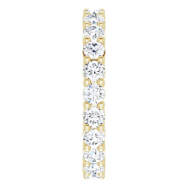 14K Gold Round Lab-Grown Diamond Shared-Prong Eternity Band – 3 mm Stones (1 3/4–2 1/3 CTW) - Yellow Gold - view 4