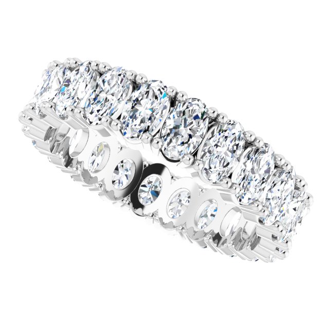 10K Gold Oval Lab-Grown Diamond Shared-Prong Eternity Band – 5x3 mm Stones - White Gold - view 5