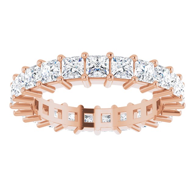 10K Gold Square Lab-Grown Diamond Shared-Prong Eternity Band – 3x3 mm Stones - Rose Gold - view 3