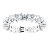 10K Gold Square Lab-Grown Diamond Shared-Prong Eternity Band – 3x3 mm Stones - White Gold - view 3