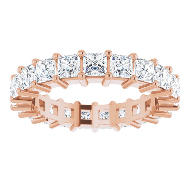 10K Gold Square Natural Diamond Shared-Prong Eternity Band – 3.25x3.25 mm Stones - Rose Gold - view 3