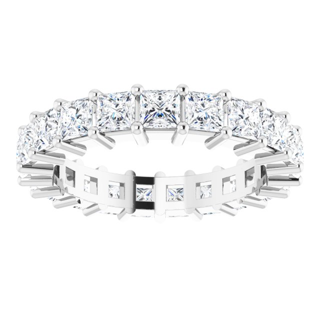 10K Gold Square Natural Diamond Shared-Prong Eternity Band – 3.25x3.25 mm Stones - White Gold - view 3