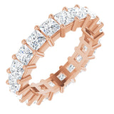 10K Gold Square Natural Diamond Shared-Prong Eternity Band – 3.5x3.5 mm Stones - Rose Gold