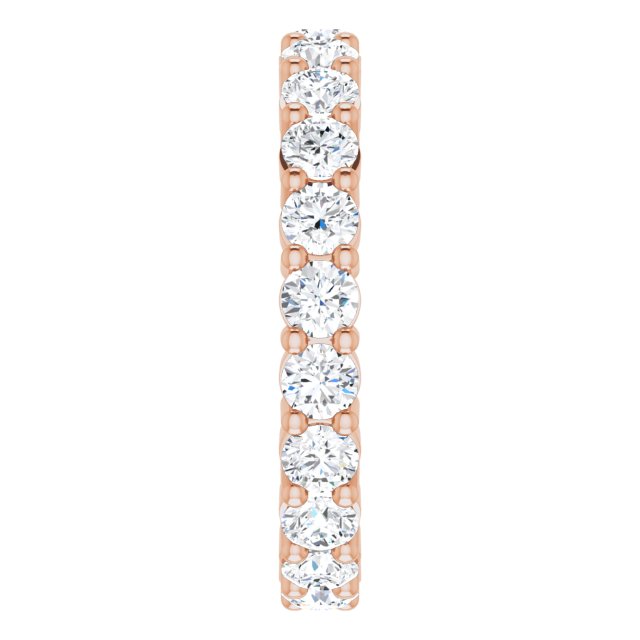 10K Gold Round Natural Diamond Shared-Prong Eternity Band – 3.2 mm Stones - Rose Gold - view 4