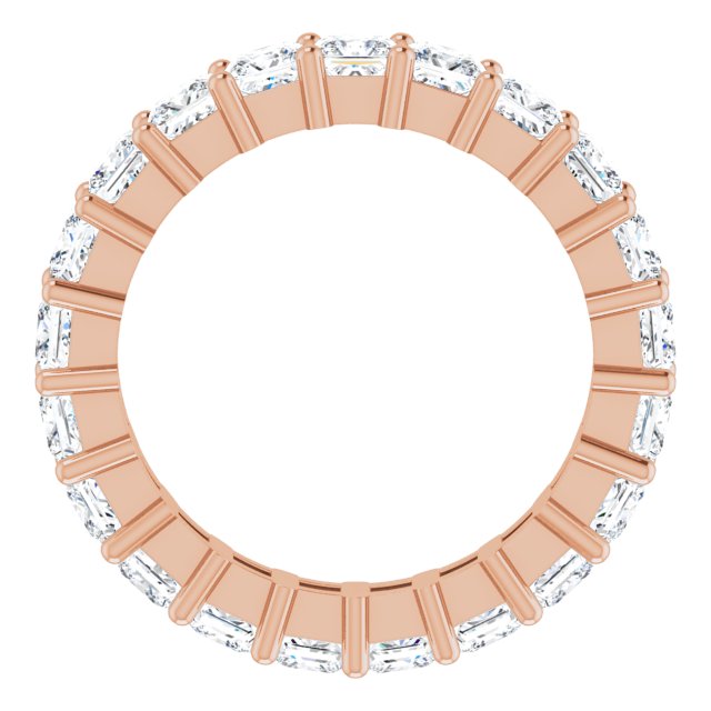 10K Gold Square Natural Diamond Shared-Prong Eternity Band – 3.25x3.25 mm Stones - Rose Gold - view 2