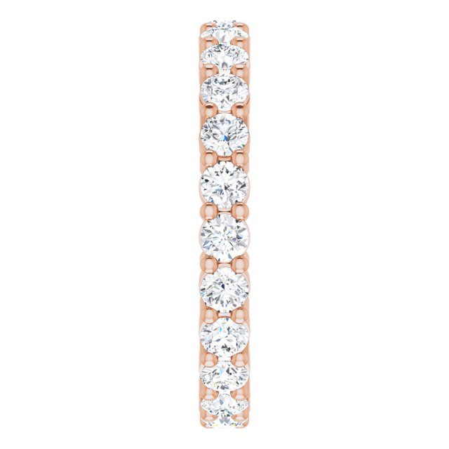 10K Gold Round Natural Diamond Shared-Prong Eternity Band – 2.75 mm Stones - Rose Gold - view 4