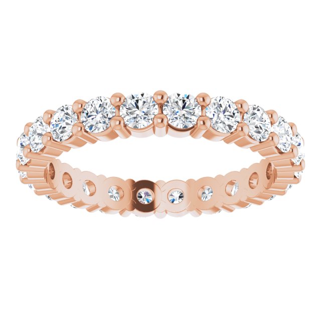 10K Gold Round Natural Diamond Shared-Prong Eternity Band – 2.5 mm Stones - Rose Gold - view 3