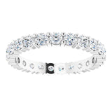 10K Gold Round Natural Diamond Shared-Prong Eternity Band – 2.5 mm Stones - White Gold - view 3