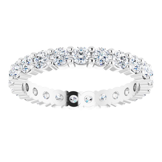 10K Gold Round Natural Diamond Shared-Prong Eternity Band – 2.5 mm Stones - White Gold - view 3