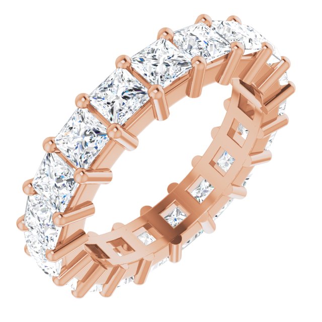 10K Gold Square Natural Diamond Shared-Prong Eternity Band – 3.5x3.5 mm Stones - Rose Gold