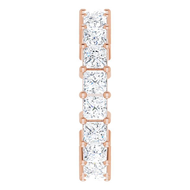 10K Gold Square Natural Diamond Shared-Prong Eternity Band – 3.5x3.5 mm Stones - Rose Gold - view 4