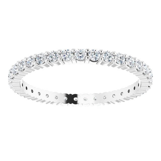 10K Gold Round Natural Diamond Shared-Prong Eternity Band – 1.75 mm Stones - White Gold - view 3