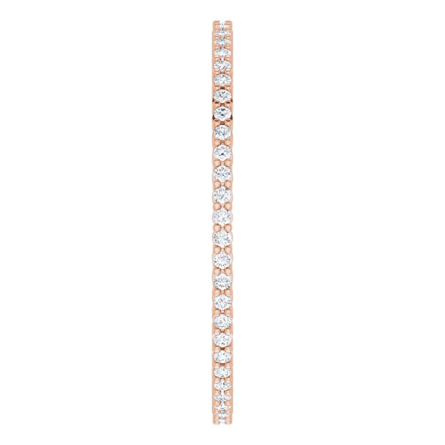 10K Gold Round Lab-Grown Diamond Shared-Prong Eternity Band – 1 mm Stones - Rose Gold - view 4