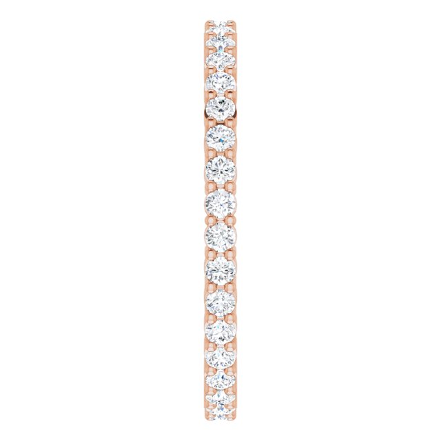 10K Gold Round Natural Diamond Shared-Prong Eternity Band – 1.7 mm Stones - Rose Gold - view 4
