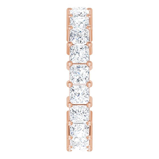 10K Gold Square Natural Diamond Shared-Prong Eternity Band – 3.25x3.25 mm Stones - Rose Gold - view 4