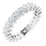 10K Gold Square Lab-Grown Diamond Shared-Prong Eternity Band – 3x3 mm Stones - White Gold