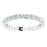 10K Gold Round Natural Diamond Shared-Prong Eternity Band – 2.25 mm Stones - White Gold - view 3