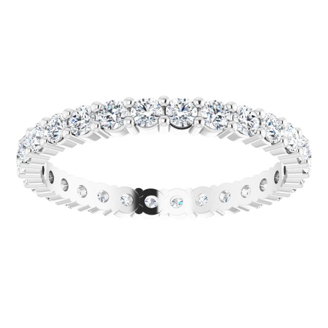 10K Gold Round Natural Diamond Shared-Prong Eternity Band – 2.25 mm Stones - White Gold - view 3