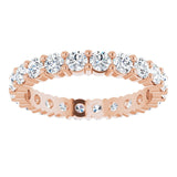 10K Gold Round Lab-Grown Diamond Shared-Prong Eternity Band – 3 mm Stones - Rose Gold - view 3