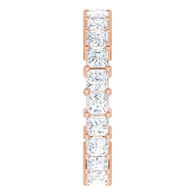 10K Gold Square Lab-Grown Diamond Shared-Prong Eternity Band – 3x3 mm Stones - Rose Gold - view 4