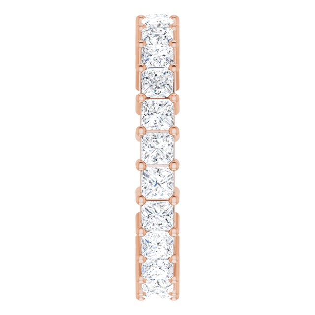 10K Gold Square Natural Diamond Shared-Prong Eternity Band – 2.75x2.75 mm Stones - Rose Gold - view 4
