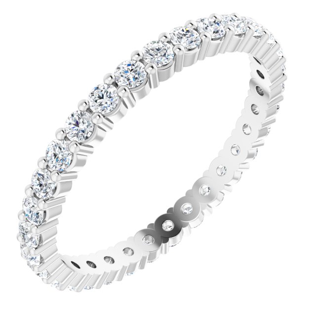10K Gold Round Natural Diamond Shared-Prong Eternity Band – 2 mm Stones - White Gold
