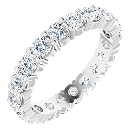 10K Gold Round Lab-Grown Diamond Shared-Prong Eternity Band – 3.4 mm Stones - White Gold