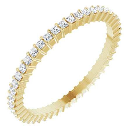 10K Gold Square Lab-Grown Diamond Shared-Prong Eternity Band – 1.25x1.25 mm Stones - Yellow Gold