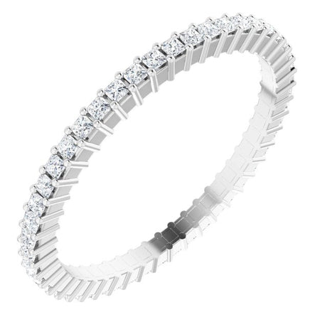 10K Gold Square Natural Diamond Shared-Prong Eternity Band – 1.25x1.25 mm Stones - White Gold