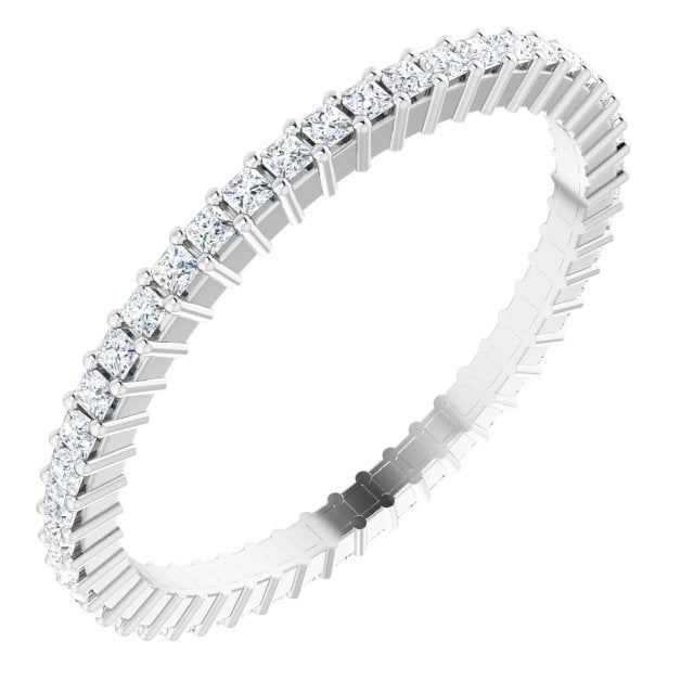 10K Gold Square Natural Diamond Shared-Prong Eternity Band – 1.25x1.25 mm Stones - White Gold