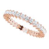10K Gold Square Natural Diamond Shared-Prong Eternity Band – 2x2 mm Stones - Rose Gold - view 5