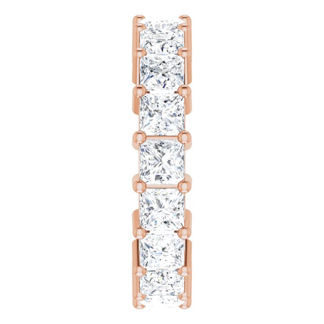 10K Gold Square Lab-Grown Diamond Shared-Prong Eternity Band – 4x4 mm Stones - Rose Gold - view 4