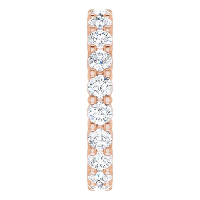 10K Gold Round Natural Diamond Shared-Prong Eternity Band – 2.5 mm Stones - Rose Gold - view 4