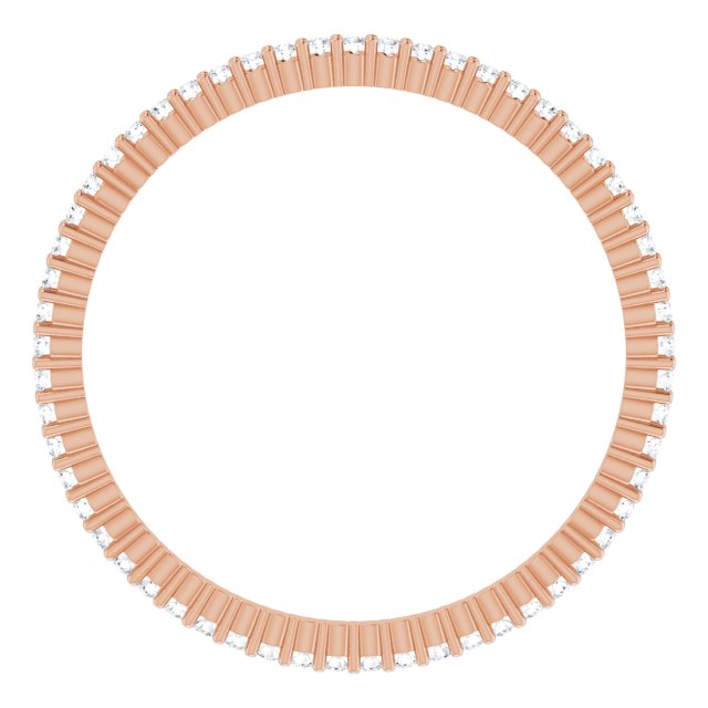 10K Gold Round Lab-Grown Diamond Shared-Prong Eternity Band – 1 mm Stones - Rose Gold - view 2