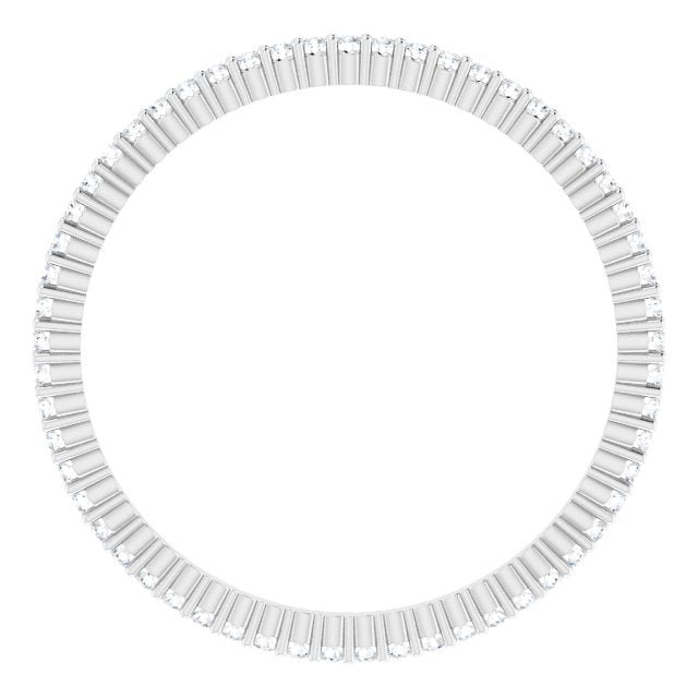 10K Gold Round Lab-Grown Diamond Shared-Prong Eternity Band – 1 mm Stones - White Gold - view 2