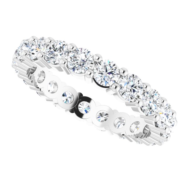 10K Gold Round Natural Diamond Shared-Prong Eternity Band – 3.4 mm Stones - White Gold - view 5