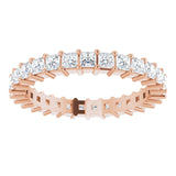 10K Gold Square Natural Diamond Shared-Prong Eternity Band – 2.25x2.25 mm Stones - Rose Gold - view 3