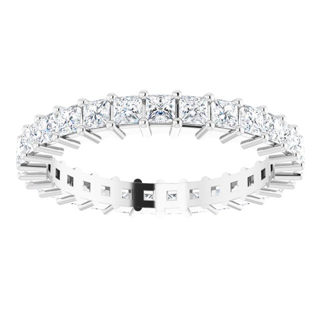 10K Gold Square Lab-Grown Diamond Shared-Prong Eternity Band – 2.25x2.25 mm Stones - White Gold - view 3