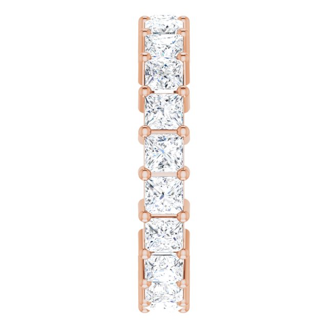 10K Gold Square Natural Diamond Shared-Prong Eternity Band – 3.25x3.25 mm Stones - Rose Gold - view 4